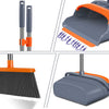 kelamayi Broom and Dustpan Comb Set for Home Super Long Handle,Upright Standing Dustpan for Home Room Kitchen Office Lobby Outdoor Floor Use(Gray & Orange)