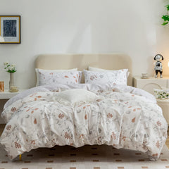 ERZRGA Floral Duvet Cover Twin Size Ultra Soft Floral Bedding Soft Cotton Duvet Cover Elegant Style Twin Size Duvet Cover with Durable Zipper Closure & 4 Corner Ties