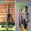 Home-it It Mop and Broom Holder, 5 Position with 6 Hooks Garage Storage Holds up to 11 Tools, Storage Solutions for Broom Holders, Garage Storage Systems Broom Organizer for Garage Shelving Ideas